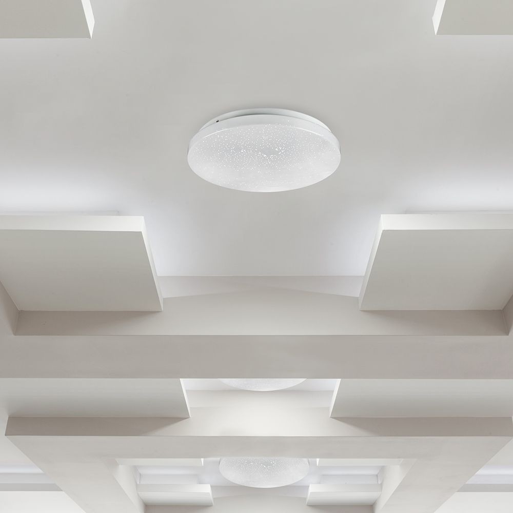 36W LED loftslampe med stjerneeffekt - Ø48cm, 3-i-1 CCT, 3900lm, hvid kant, inkl. lyskilde - Kulør : 3-i-1