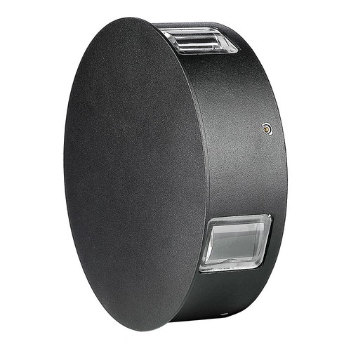 3W Væglampe - 3000K, IP65, Sort hus, Rundt