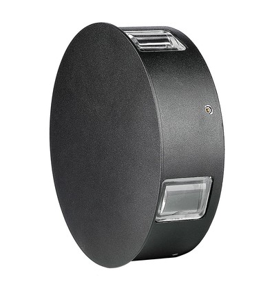3W Væglampe - 3000K, IP65, Sort hus, Rundt