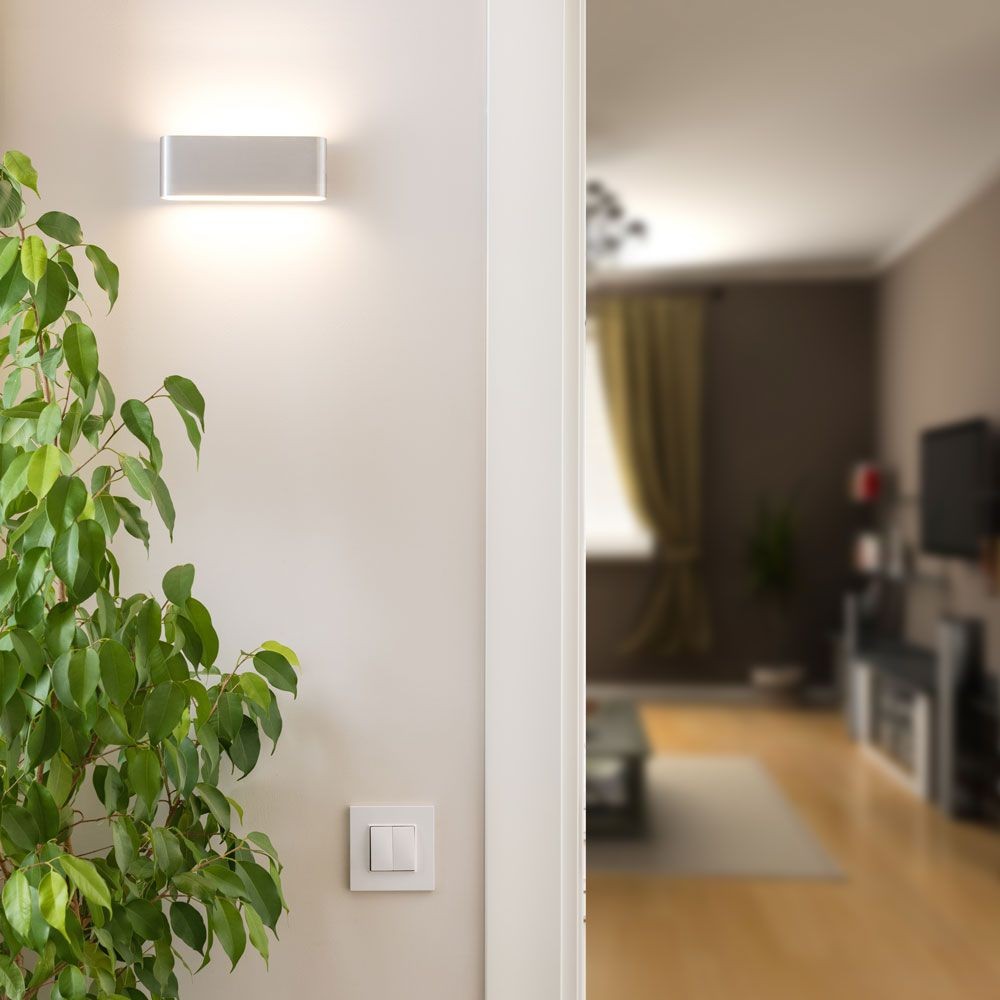 12W LED væglampe op/ned lys - IP65, grå, rektangulær, udendørs, inkl. lyskilde - Kulør : Varm