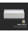 12W LED Udendørs - Op/Ned, Soft Lys, Stor, 3000K, Grå Hus