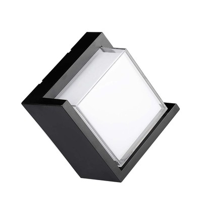 12W LED Væglampe - 3000K, Sort, Kvadratisk