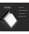 12W LED Væglampe - 3000K, Sort, Kvadratisk