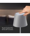 3W genopladelig LED bordlampe, touch dæmpbar - 5V, Grå, 3000K, 4000mAh batteri, jern