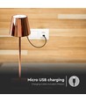 3W LED Genopladelig Bordlampe - Touch Dæmpbar, 3000K, Guld Hus