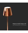 3W LED Genopladelig Bordlampe - Touch Dæmpbar, 3000K, Guld Hus