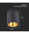 Påbygning GU10 Lampe Rund Sort