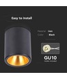 Påbygning GU10 Lampe Rund Sort