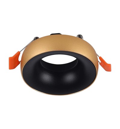 GU10 - lampe, rundt, guldramme+sort reflektor