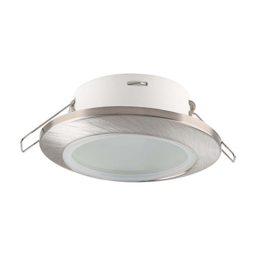 GU10 - lampe, rundsatin nikkel