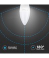 B15 5,5W dæmpbar LED kertepære - Samsung LED chip, 3000K, varm hvid, erstatter 40W