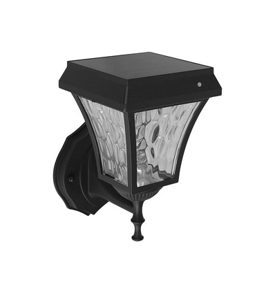 2W Solara LED væglampe med solcelle - IP65, 3000K+6000K, sort, inkl. batteri