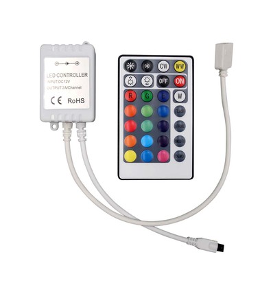 RGB+CCT controller med fjernbetjening - 12V/24V, 28 knapper, 10A, til LED strips