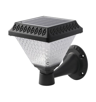 LED Solcelle Væglampe - RF-Kontrol, CCT, 3-i-1, Sort Hus, IP44, 160x160x230mm