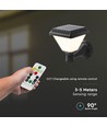 LED Solcelle Væglampe - RF-Kontrol, CCT, 3-i-1, Sort Hus, IP44, 160x160x230mm
