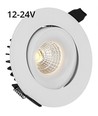 6W Ø9cm indbygningsspot dæmpbar RA90 - 12-24V, Hul: Ø7,5 cm, Mål: Ø9 cm, Hvid kant