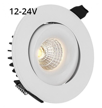 9W Ø11,5cm indbygningsspot RA90 - 12V-24V, Hul: Ø9,5 cm, Mål: Ø11,5 cm, Hvid kant