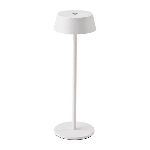 2W genopladelig LED bordlampe, hvid - IP54, touch dæmpbar, 5V, varm hvid, op til 10 timers batteri