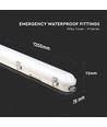 120cm 36W vandtæt komplet LED armatur med nødlys - Samsung LED chip, IP65, 6500K, 3 timers batteridrift