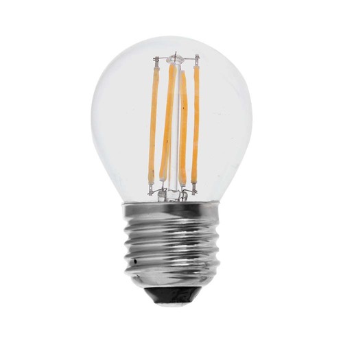 E27 4W LED kronepære - G45, filament, 400lm, 6500K, kold hvid