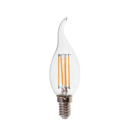 E14 4W LED filament kertepære med flamme - 400lm, 4000K, kold hvid