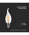 E14 4W LED filament kertepære med flamme - 400lm, 6500K, kold hvid