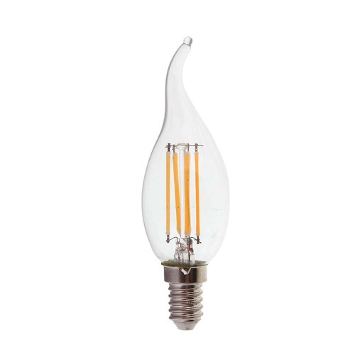 E14 4W LED kertepære med flamme - Filament, 400lm, 4000K, Samsung LED chip