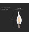 E14 4W LED kertepære med flamme - Filament, 400lm, 4000K, Samsung LED chip