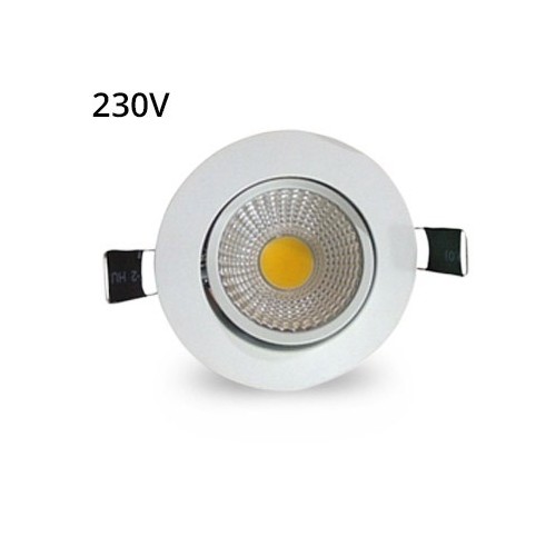 LEDlife 3W indbygningsspot - Hul: Ø7-8 cm, Mål: Ø8,5 cm, hvid kant, dæmpbar, 230V