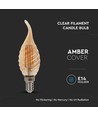 4W kertepære E14 - Twisted, kultråd, amber dæksel, spids, 2200K