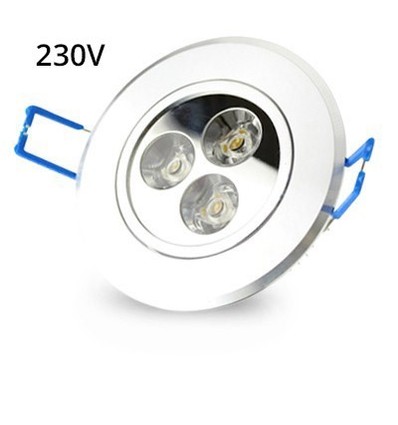 LEDlife 3W indbygningsspot - Hul: Ø7-8 cm, Mål: Ø8,4 cm, 4 cm høj, dæmpbar, 230V