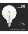 E27 6W LED filament pære - G125 globe, klar, varm hvid, 300° beam angle