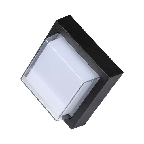 7W LED væglampe - 3000K, sort, firkant
