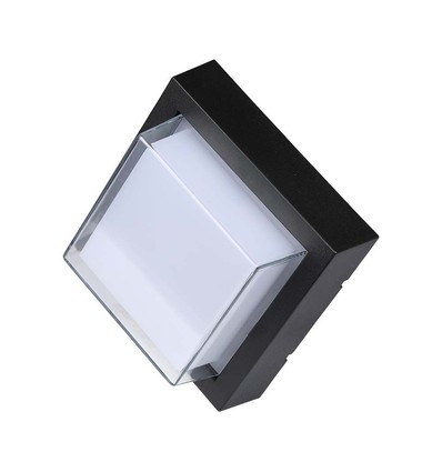 7W LED væglampe - 3000K, sort, firkant