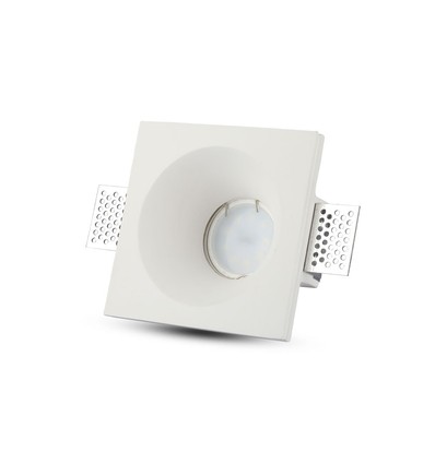 GU10 indbygningsspot i gips, kvadratisk - Hvid, kan males, uden lyskilde, 10x10 cm