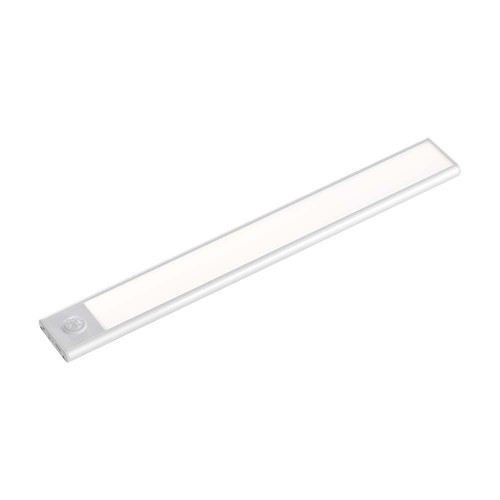 30cm 1,5W LED skabslampe med PIR sensor - 5V, 110lm, 3000K, genopladelig, sølv, magnetisk montering