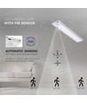 30cm 1,5W LED skabslampe med PIR sensor - 5V, 110lm, 4000K, genopladelig, sølv, magnetisk montering