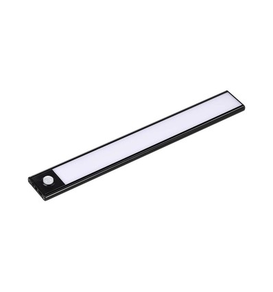 2W LED skabslampe med PIR sensor, sort - 5V, USB genopladelig, 40cm, 3000K, bevægelsessensor