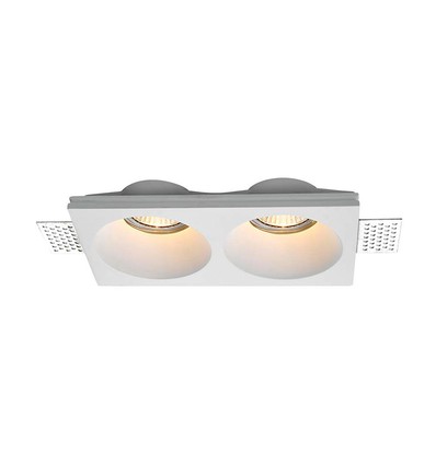 Dobbelt GU10 downlight til gipsloft indspartling - Ekskl. lyskilde og fatning, hul: 195x105mm, undersænket