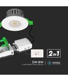 5W/8W LED indbygningsspot, fire-rated - 830lm, IP65, dæmpbar, CCT, 60 grader, hvid/sort/krom finish