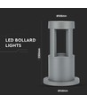 10W Væglampe - LED, 6400K, Grå kabinet, 25cm højde