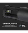10W Væglampe - 6400K, Sort hus, 25cm højde