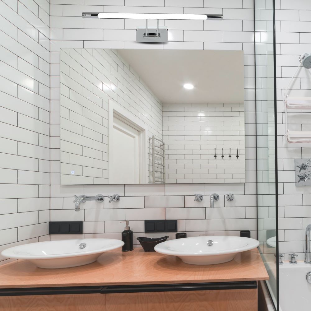 8W LED billede/spejllampe, krom - 50cm, vipbar, 3000K/4000K, inkl. lyskilde - Kulør : Varm