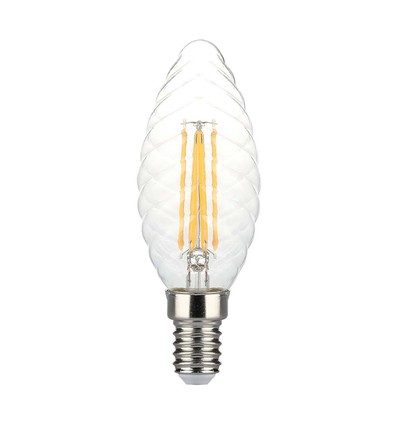 4W Kertepære E14 - LED Twisted, Filament Pære, 3000K, Dæmpbar