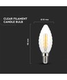 4W Kertepære E14 - LED Twisted, Filament Pære, 3000K, Dæmpbar