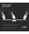 18W hvid LED væglampe - 3000K, 3 hoveder
