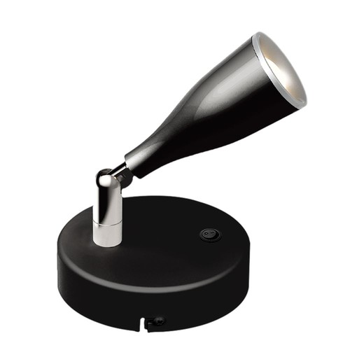 Væglampe 4,5W LED - 3000K, sort, med afbryder