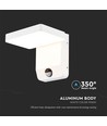 17W hvid kvadratisk væglampe med sensor - 2580lm, IP65, 3000K, PIR sensor