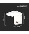 17W LED væglampe med sensor, hvid - 2580lm, IP65, 4000K, firkantet, PIR sensor