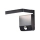 17W LED væglampe med sensor, kvadratisk - IP65, sort, 2580lm, 3000K, PIR sensor